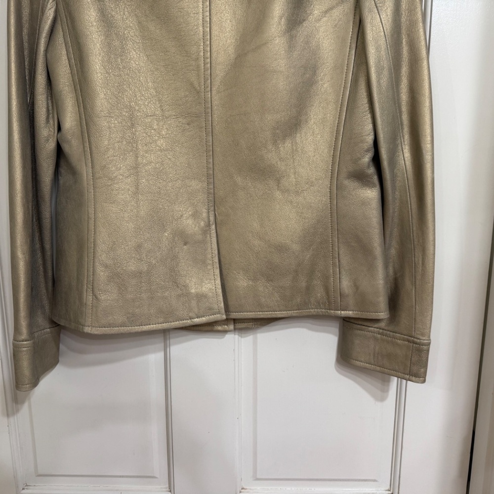 SALE New with Tags Dana Buchman Distressed Gold Leather sz S - Picture 2 of 6